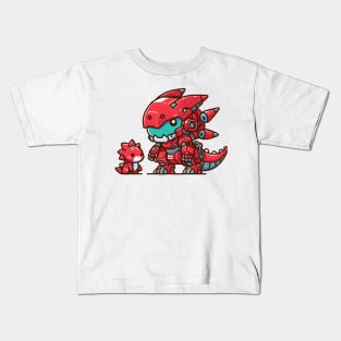 Chibi mecha red dinosaurus Kids T-Shirt